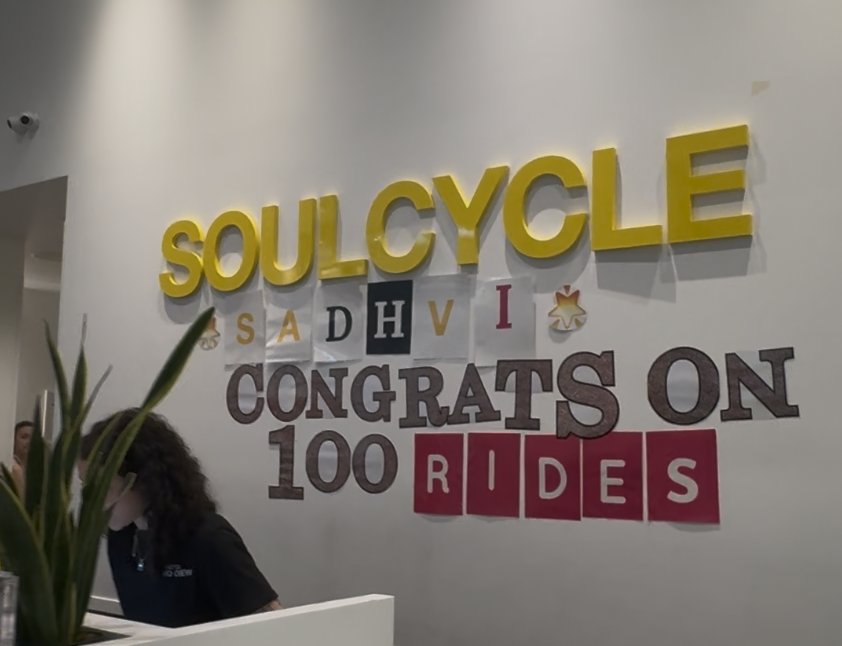 100 rides milestone at SoulCycle