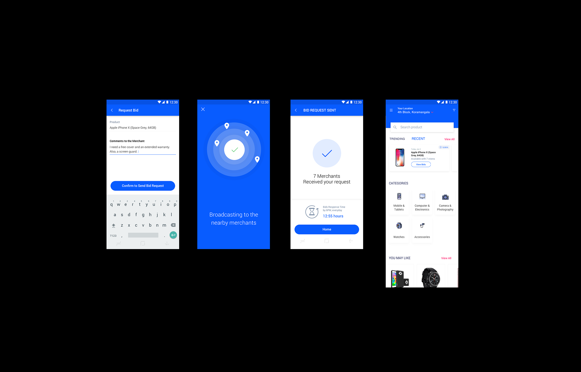 Customer App — Request flow & Buy Now