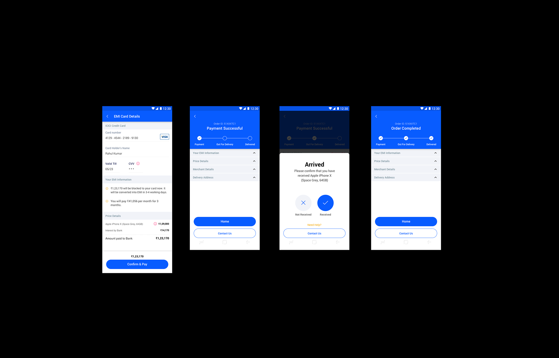 Customer App — Payment Confirmation & Delivery