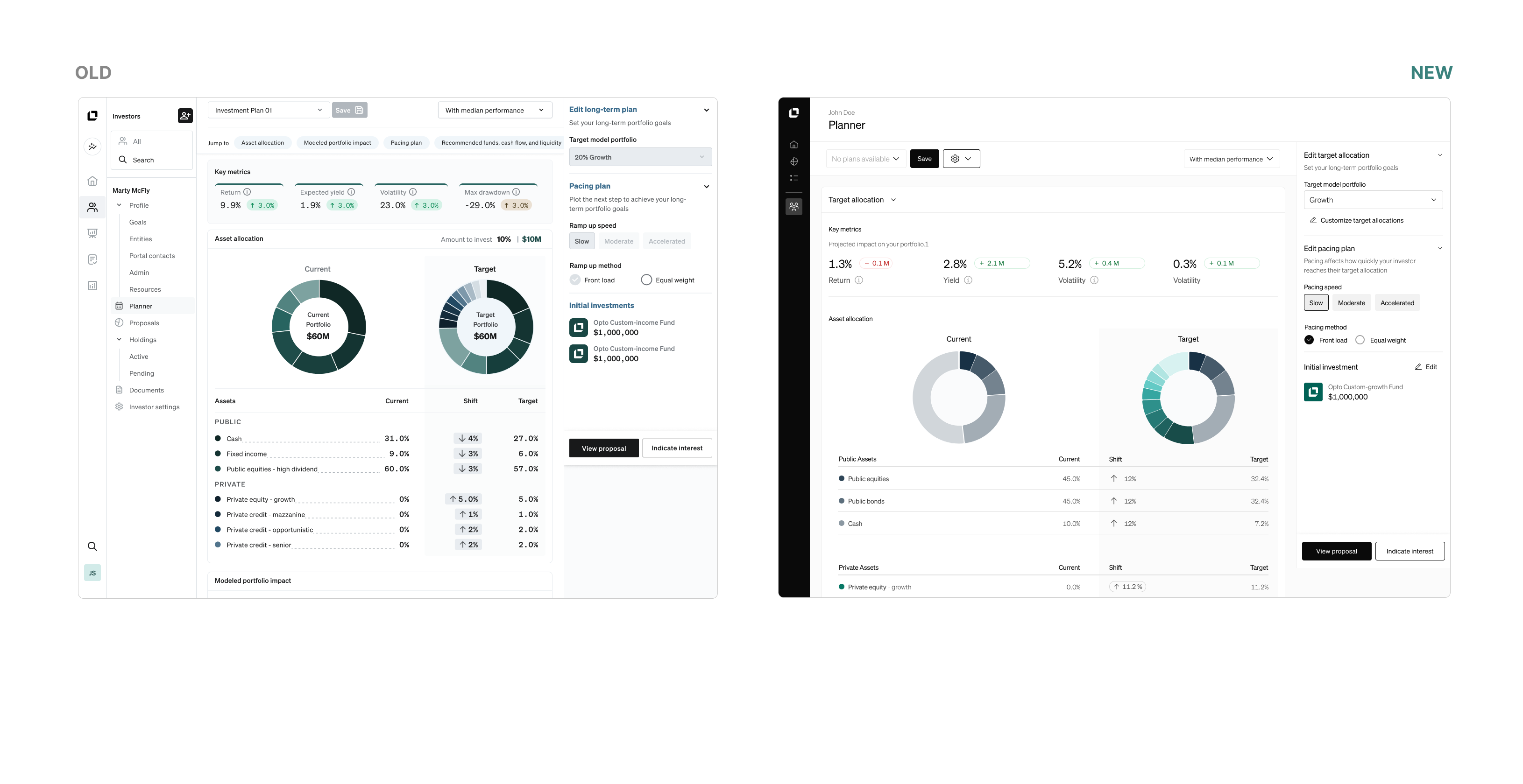 Planner — Design System 1.0 vs 2.0