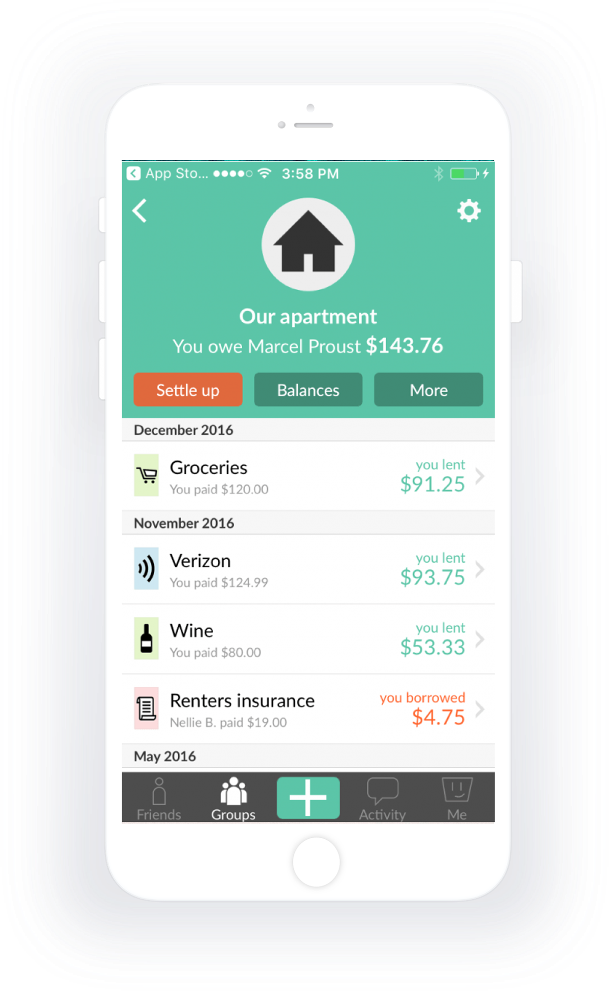 Splitwise 2016 original UI